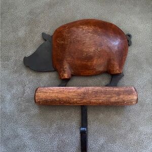 Rustic Brown Pig Vintage Wall Hook